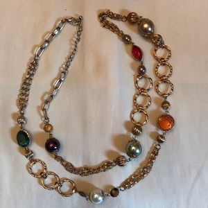 Gold Multi-color Bead Necklace